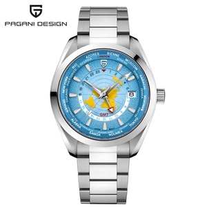 Reloj PAGANI DESIGN 2025 Deportivo de Lujo para Hombre, Automático, Mecánico, de Acero Inoxidable, Resistente al Agua 10 Bar, con Cristal, Hora Mundial GMT, NH34 - Product Image 1