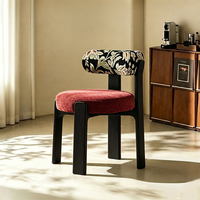 Chaise de salle à manger en bois massif, design mi-siècle, tissu imperméable et écologique, style moderne minimaliste français