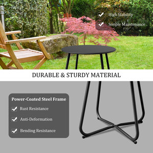 Modern Round Metal Steel Patio <b>Side</b> <b>Table</b> for <b>Outdoor</b> Garden, Balcony & Living Room | Small Accent Coffee <b>Table</b> - Product Image 6