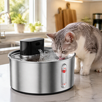 Fontaine à eau rechargeable pour animaux de compagnie 3,2 L, distributeur d'eau sans fil pour chat, acier inoxydable 304, commande tactile, fontaine à eau silencieuse