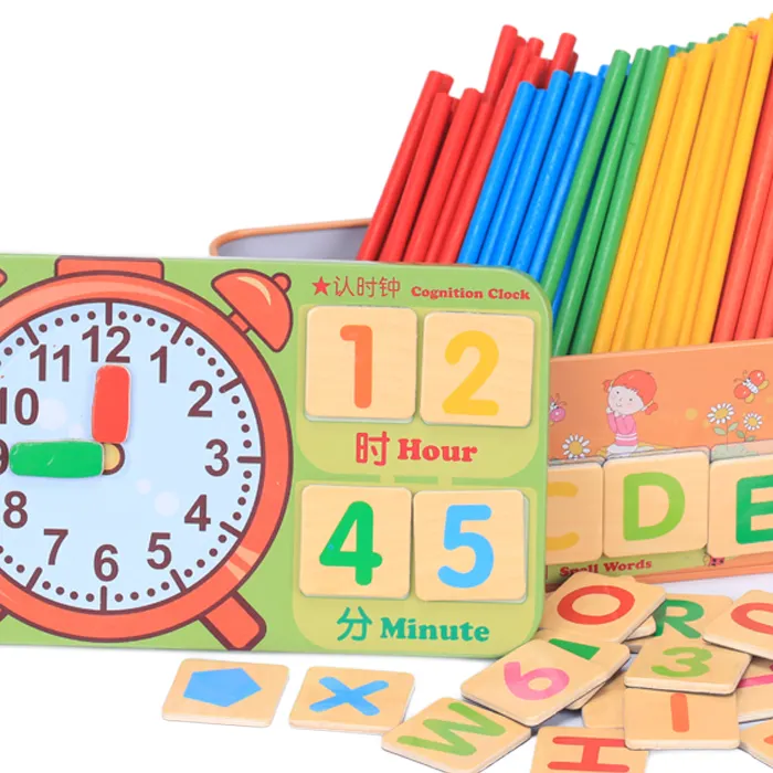 Palo de aprendizaje magnético de madera de colores, juguetes educativos de matemáticas