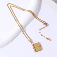 Collier pendentif livre ouvert/fermé en acier inoxydable plaqué or 18 carats pour femme, boîte photo vierge personnalisable, bijoux gravables, étanche