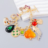 Boucle OT Bohème pour Femme en Alliage, Forme Cœur Diamanté, pour Bracelet, Bijou Tendance pour le Street Style, Doux et Élégant - Vente en Gros
