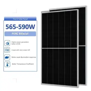 Photovoltaic 565-590W PERC Bifacial Half Cell Photovoltaic Solar Power Panels For Home