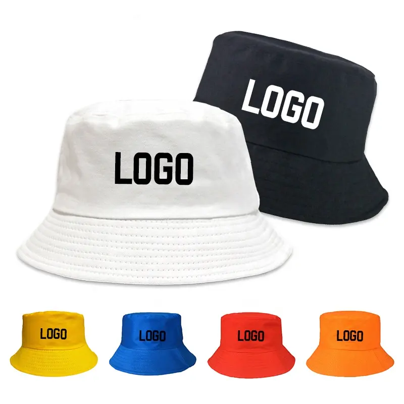 Atacado Customizável pescador logotipo personalizado impresso impresso bordado balde chapéu para homens mulheres verão chapéu de proteção solar