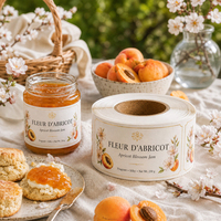 Étiquettes personnalisées pour bocaux alimentaires - Rouleaux d'autocollants en vinyle imperméables pour confiture d'abricot et emballage de bouteilles en verre