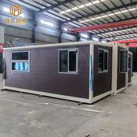 Casa Container Modulare Espandibile Moderna Prefabbricata con Telaio in Acciaio e Pannelli Ondulati Personalizzati, Porta a Doppia Ala in Vetro
