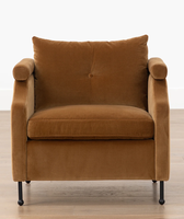 Fauteuil FERLY moderne de luxe rembourré en tissu, confortable, pour salon, chaise longue contemporaine pour la maison