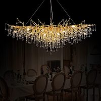 Moderne Français Cuivre Décor À La Maison Goutte De Pluie Lustre Hôtel Villa Salon Salle À Manger Lampe De Luxe Cristal Or Lustres