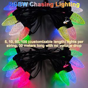 C9 RGBW <strong>LED</strong> Christmas Lights Bulbs DC12V SK6812 IP68 Waterproof Color Changing Commercial Grade Outdoor String Lights - Product Image 4