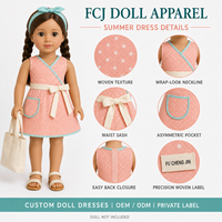 Ensembles d'accessoires de mode estivale pour poupées, avec fermeture arrière facile, en tissu à pois, couleur et taille personnalisables, fabricant de marques privées