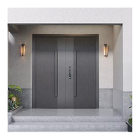 Ensemble de serrures de porte extérieure en aluminium noir de 32 pouces de luxe moderne avec poignées doubles Quincaillerie de porte extérieure avec feux latéraux