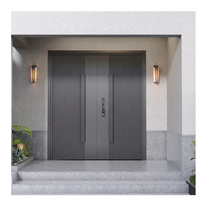 Hiện Đại Sang Trọng 32 Inch Màu Đen Nhôm Bên Ngoài Cửa Phía Trước Đôi Xử Lý Khóa Thiết Lập Phần Cứng Cửa Bên Ngoài Với Đèn Bên - Product Image 2