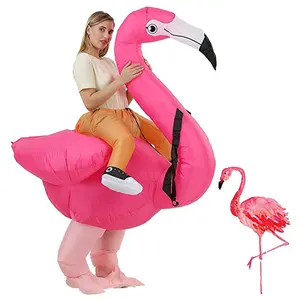 角色扮演有趣的火烈鸟服装动物坐骑成人吉祥物充气万圣节服装