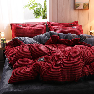 2024 New Arrival Modern Four-Piece Magic Velvet Quilt Cover Set Printed Coral Velvet Fall Winter Thickened <strong>Double</strong>-Sided <strong>Bedding</strong> - Product Image 4