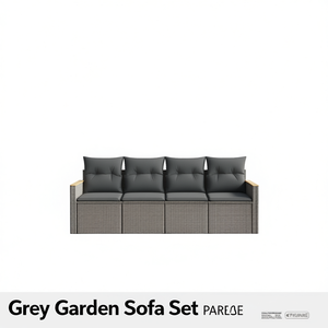 ชุดโซฟาสวนสีเทา Parese 4 ที่นั่ง เฟอร์นิเจอร์หวายสำหรับกลางแจ้ง ดีไซน์ร่วมสมัย - Product Image 1
