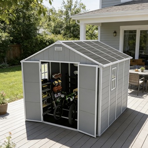 Caseta de Jardín Personalizable de PP, Diseño Impermeable y Resistente a la Putrefacción, Doble Puerta, Resistente a los Rayos UV, Estilo Moderno Minimalista, Capacidad de Almacenamiento de 8x8 pies - Product Image 3