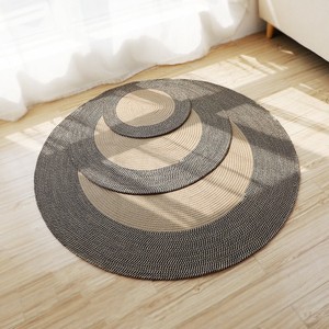 Alfombra redonda de yute tejida, estilo retro, color gris, 45cm 80cm 100cm 120cm, para sala de estar, dormitorio, sofá, alfombra para los pies - Product Image 4