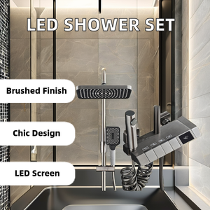 Grifo de Ducha Digital Inteligente con Pantalla, Válvula de Cerámica, Masaje, Lluvia Suave, Presurizado, Color Gris - Product Image 3