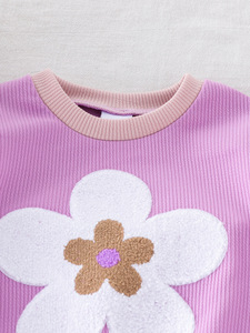 Conjunto de dos piezas para niñas, sudadera de manga larga con retazos de color albaricoque y pantalones, ropa para niñas de 0 a 3 años - Product Image 2