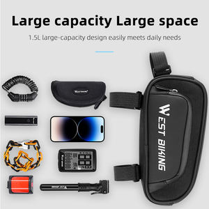 Sacoche de cadre de vélo WEST BIKING en cuir avec écran tactile, trou pour écouteurs, 7 pouces, étanche, grande capacité - Product Image 4