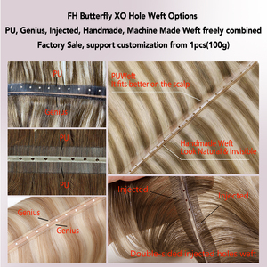 Extensions de cheveux humains FH Invisible Hole Butterfly Weft # 350 Remy Genius Xo Hole Weft Double Drawn Butterfly Weft - Product Image 4