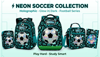 Carnet spirale A5 Neon Glow Soccer, couverture en papier holographique 3D en forme de ballon de football, bloc-notes pour enfants, garçons, filles, cadeau scolaire, OEM personnalisé