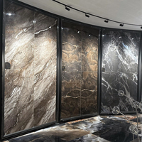 Carreaux rectifiés de luxe aspect marbre, design jade brun, 150x75cm, pour sol et mur, salon, hall, allée, pierre de marbre premium