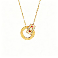 Collier LOVE en acier inoxydable plaqué or 18 carats avec pendentif double cercle émaillé, bijoux de couple de niche, vente en gros