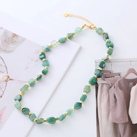 Collar de Moda para Mujer con Cuentas de Piedras Naturales Irregulares, Joyería de Acero Inoxidable Resistente al Agua