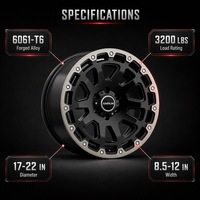 Jantes Beadlock forgées à rayons fendus usinés noirs 17-22 pouces 6061-T6, jantes tout-terrain simulées 6x5.5 5x5.0 pour Ford Bronco