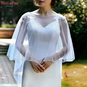 YouLaPan VG51 moda blanco fino bordado Bolero vestidos de banquete de mujer capas largas chales de Boda nupcial