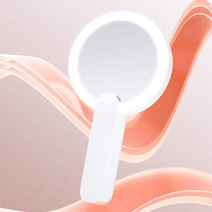 Small Mini Hand Held Makeup <b>Mirror</b> Led <b>Light</b> Travel Folding Cosmetic Hand Compact Pocket <b>Mirror</b> - Product Image 2