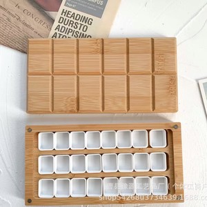 Caja de pintura de acuarela de madera, rectangular, de madera de nogal negro, paleta portátil hidratante para artistas - Product Image 4