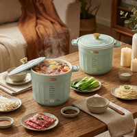 Nouvelle petite casserole électrique multifonctionnelle avec contrôle de la température, revêtement céramique, portable, 1,2 l, 1,6 l, pour la cuisson du riz