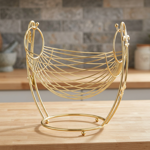 Cesta de Almacenamiento Redonda de Metal, Estilo Hamaca de Alambre, Diseño Minimalista, Tipo Vertical, Duradera, para Sala de Estar - Product Image 4