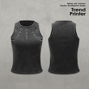 Camisetas sin mangas personalizadas para mujer, estilo Y2K, cuello redondo, estilo punk rock, con aberturas, para salir de fiesta - Product Image 1