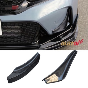 M Style for Honda civic FL5 Type R 11TH Dry Carbon Fiber Front Bumper Spat Canards Trims <b>Splitters</b> Fins Spoiler 2022-2023 - Product Image 1