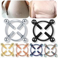 Acier Vis Ronde Faux Mamelon Clip Anneaux Sexy Piercing pour Femmes Non Piercing Faux Poitrine Nail Shield Anneau Bijoux Cadeau