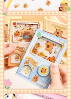 Carnet Gashapon Capybara Mignon Dessin Animé 64K Papeterie Amusante Journal de Poche avec Pages Intérieures Blanches et Bloc-Notes Adhésif