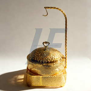 Peralatan Katering Restoran Stainless Steel 8 Liter Set Chafing Dish Gantung Mewah Warna Emas Pemanas Alkohol Penghangat Makanan - Product Image 5