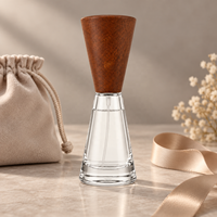 Flacon pulvérisateur de parfum en verre conique transparent de 15 ml avec bouchon en bois de noyer, atomiseur de parfum conique, flacon vide pour emballage cosmétique