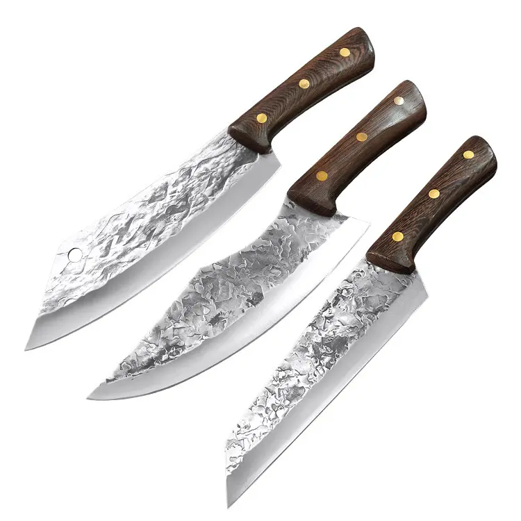 Cuchillo de Chef hecho a mano de acero al carbono, cuchillo de cocina chino forjado, cuchillo de carnicero con funda de cuero, gran oferta, envío directo