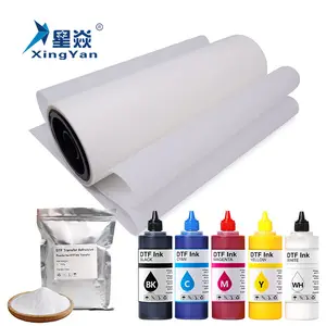 Xingyan 60 cm * 100 m rollo de película PET 1000ml tinta 500g conjunto de Material de polvo adhesivo de fusión en caliente para impresora DTF Impresión de transferencia de calor