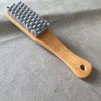 Cepillo de Limpieza con Cerdas de PBT Duraderas y Mango de Bambú Natural, Diseño Ergonómico, No Raya, para Cocina y Baño