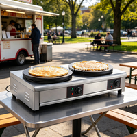 Crêpière professionnelle à double brûleur de 400 mm avec commande mécanique pour la restauration, les buffets et les cuisines de restaurants