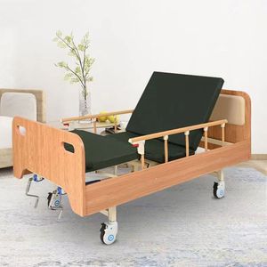 Cama de enfermería manual de madera con función de balanceo individual y respaldo para uso en el cuidado a domicilio de ancianos y personas con discapacidad. - Product Image 2
