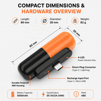 Batterie externe miniature de 5000 mAh, pré-chargeée et prête à l'emploi, format doigt, compacte et portable pour téléphone, voyages, extérieur et situations d'urgence