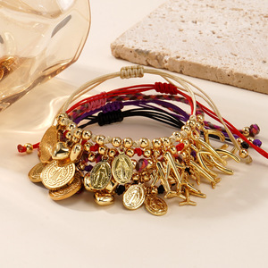 Bracciali Intrecciati con Ciondoli a Forma di Cuore della Vergine Maria in <span class=keywords><strong>Acciaio</strong></span> <span class=keywords><strong>Inox</strong></span> Multicolore BS5007, Vendita all'Ingrosso - Product Image 2