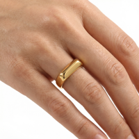 EDGE Luxus Titan-Stahl Breiter Bandring Gold Glatt Poliert Einfacher Moderner Modischer Ring für Frauen